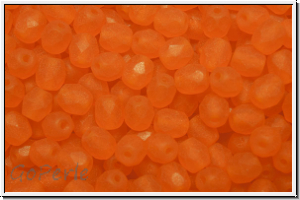B�hm. Glasschliffperle, feuerpol., 4mm, orange, dk., trans., matte, 50 Stk.
