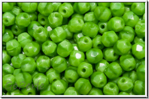 B�hm. Glasschliffperle, feuerpol., 4mm, green, silk, 50 Stk.