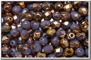 B�hm. Glasschliffperle, feuerpol., 4mm, amethyst, opal, half capri gold, 50 Stk.