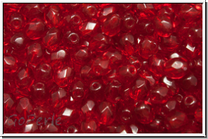 B�hm. Glasschliffperle, feuerpol., 4mm, siam, dk., trans., 50 Stk.