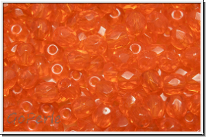B�hm. Glasschliffperle, feuerpol., 4mm, orange, trans., 50 Stk.