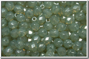 B�hm. Glasschliffperle, feuerpol., 4mm, white, opal, pale green luster, 50 Stk.