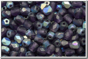 B�hm. Glasschliffperle, feuerpol., 4mm, purple velvet, trans., matte, AB, 50 Stk.