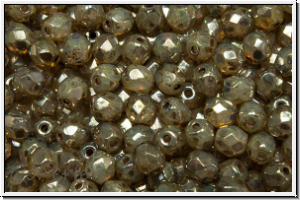 B�hm. Glasschliffperle, feuerpol., 4mm, white, opal, picasso, 50 Stk.