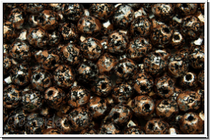 B�hm. Glasschliffperle, feuerpol., 4mm, black, op., lt. copper, tweeedy, 50 Stk.