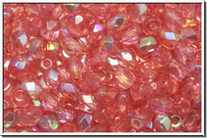 B�hm. Glasschliffperle, feuerpol., 4mm, rose, opal, AB, 50 Stk.