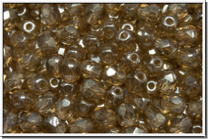 B�hm. Glasschliffperle, feuerpol., 4mm, topaz, pale, trans., luster, 50 Stk.