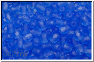 B�hm. Glasschliffperle, feuerpol., 4mm, sapphire, trans., matte, 50 Stk.