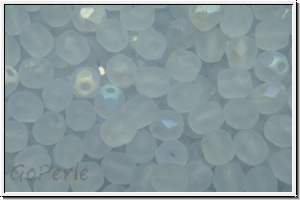 B�hm. Glasschliffperle, feuerpol., 4mm, sapphire, pale, trans., matte, AB, 50 Stk.