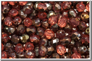 B�hm. Glasschliffperle, feuerpol., 4mm, rose, opal, half capri gold, 50 Stk.