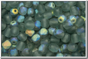 B�hm. Glasschliffperle, feuerpol., 4mm, grey, trans., matte, AB, 50 Stk.