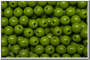 b�hm. Glasperle, rund, 4mm, olivine, dk., op., 50 Stk.