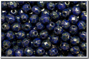 B�hm. Glasschliffperle, feuerpol., 4mm, blue, op., violet senegal, 50 Stk.