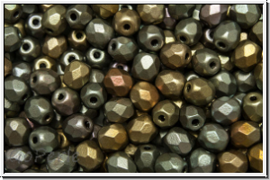 B�hm. Glasschliffperle, feuerpol., 4mm, purple-golden-MIX, pale, met., satin, 50 Stk.
