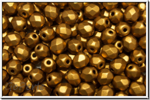 B�hm. Glasschliffperle, feuerpol., 4mm, brass gold, met., satin, 50 Stk.