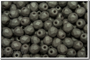B�hm. Glasschliffperle, feuerpol., 4mm, white, alabaster, grey pastel, matte, 50 Stk.