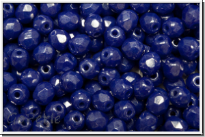 B�hm. Glasschliffperle, feuerpol., 4mm, blue, op., luster, 50 Stk.