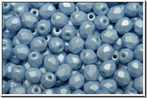 B�hm. Glasschliffperle, feuerpol., 4mm, white, alabaster, blue pastel, soft, 50 Stk.