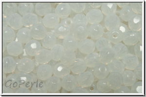 B�hm. Glasschliffperle, feuerpol., 4mm, white, opal, 50 Stk.