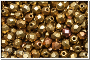 B�hm. Glasschliffperle, feuerpol., 4mm, bronze-MIX, met., satin, 50 Stk.