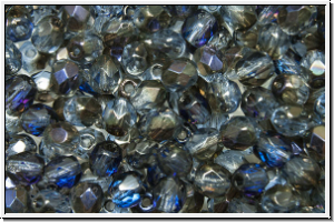 B�hm. Glasschliffperle, feuerpol., 4mm, montana, trans., half azuro, 50 Stk.