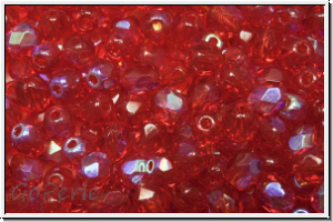 B�hm. Glasschliffperle, feuerpol., 4mm, hyacinth, dk., trans., AB, 50 Stk.
