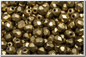B�hm. Glasschliffperle, feuerpol., 4mm, black, op., 24kt goldbronze, matte, 50 Stk.