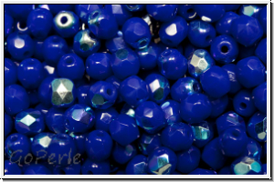 B�hm. Glasschliffperle, feuerpol., 4mm, blue, op., AB, 50 Stk.