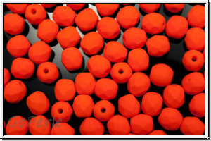 B�hm. Glasschliffperle, feuerpol., 4mm, white, alabaster, neon orange, 50 Stk.