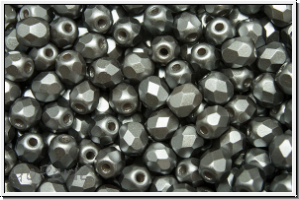 B�hm. Glasschliffperle, feuerpol., 4mm, whtie, alabaster, light grey pastel, 50 Stk.