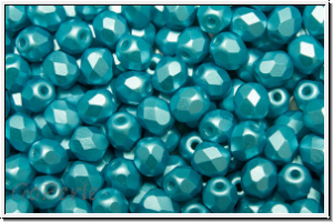 B�hm. Glasschliffperle, feuerpol., 4mm, white, alabaster, aqua pastel, 50 Stk.