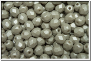 B�hm. Glasschliffperle, feuerpol., 4mm, white, alabaster, soft grey pastel, 50 Stk.