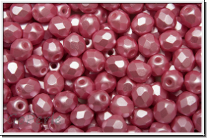 B�hm. Glasschliffperle, feuerpol., 4mm, white, alabaster, pink pastel, 50 Stk.