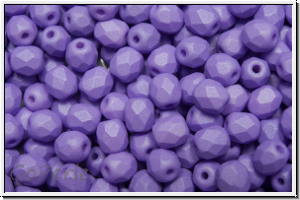 B�hm. Glasschliffperle, feuerpol., 4mm, white, alabaster, lila pastel, matte, 50 Stk.