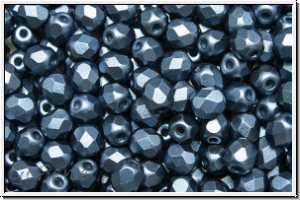 B�hm. Glasschliffperle, feuerpol., 4mm, white, alabaster, montana blue pastel, 50 Stk.