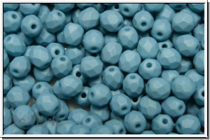 B�hm. Glasschliffperle, feuerpol., 4mm, white, alabaster, blue pastel, matte, 50 Stk.