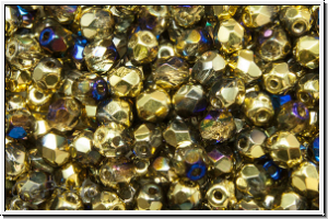 B�hm. Glasschliffperle, feuerpol., 4mm, crystal, trans., california blue, 50 Stk.