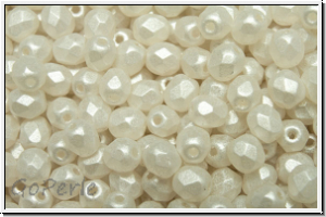 B�hm. Glasschliffperle, feuerpol., 4mm, crystal, trans., white coated, 50 Stk.