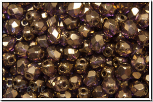 B�hm. Glasschliffperle, feuerpol., 4mm, crystal, trans., dk. bronze, 50 Stk.