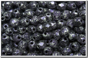 B�hm. Glasschliffperle, feuerpol., 4mm, black, op., violet, tweedy, 50 Stk.