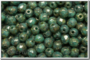 B�hm. Glasschliffperle, feuerpol., 4mm, blue turquoise, op., violet senegal, 50 Stk.