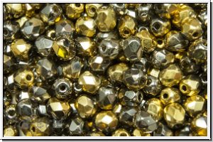 B�hm. Glasschliffperle, feuerpol., 4mm, crystal, trans., california graphite, 50 Stk.