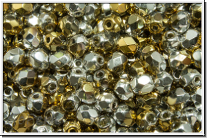 B�hm. Glasschliffperle, feuerpol., 4mm, crystal, trans., california silver, 50 Stk.