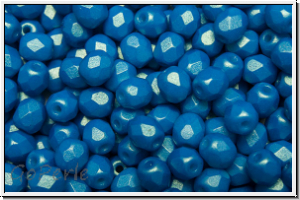 B�hm. Glasschliffperle, feuerpol., 4mm, white, op., dk. cyan, gold shine, 50 Stk.