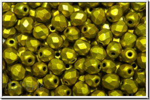 B�hm. Glasschliffperle, feuerpol., 4mm, zest, met., satin, 50 Stk.