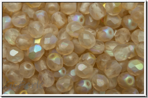 B�hm. Glasschliffperle, feuerpol., 4mm, crystal, trans., lemon AB, matte, 50 Stk.