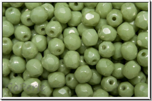 B�hm. Glasschliffperle, feuerpol., 4mm, white, op., lt. green marbled, 50 Stk.