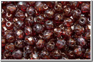 B�hm. Glasschliffperle, feuerpol., 4mm, siam, lt., trans., nebula, 50 Stk.