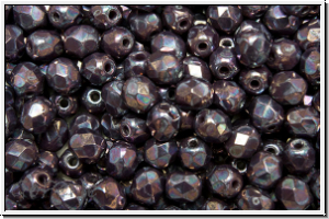 B�hm. Glasschliffperle, feuerpol., 4mm, lavender, darkest, op., nebula, 50 Stk.