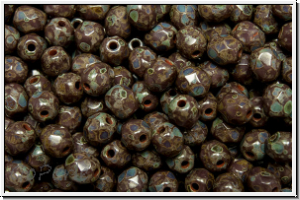 B�hm. Glasschliffperle, feuerpol., 4mm, lavender, darkest, op., picasso, 50 Stk.